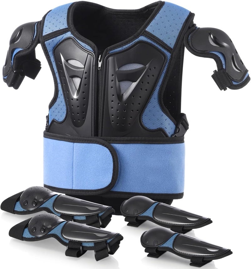 yeesport Youth Chest Protector Motocross Armor, Kids Dirt Bike Gear, Adjustable Youth Motorcycle Jacket with Elbow & Knee Pads for Cycling, Skating, Scooter Riding - Image 1